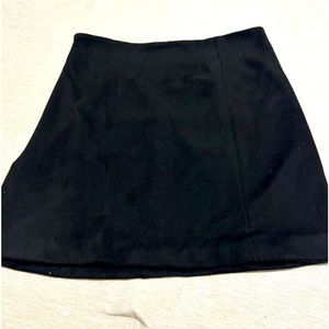 Black suede mini skirt, Zip up back satin lining